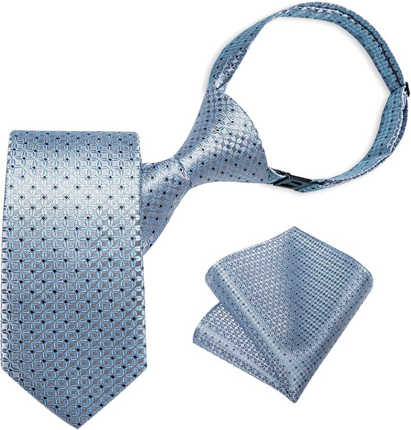 DiBanGu Boys Pre-tied Neckties and Pocket Square Set Adjustable Strap Tie for Kids Wedding Party Graduation School Uniforms - Image 1